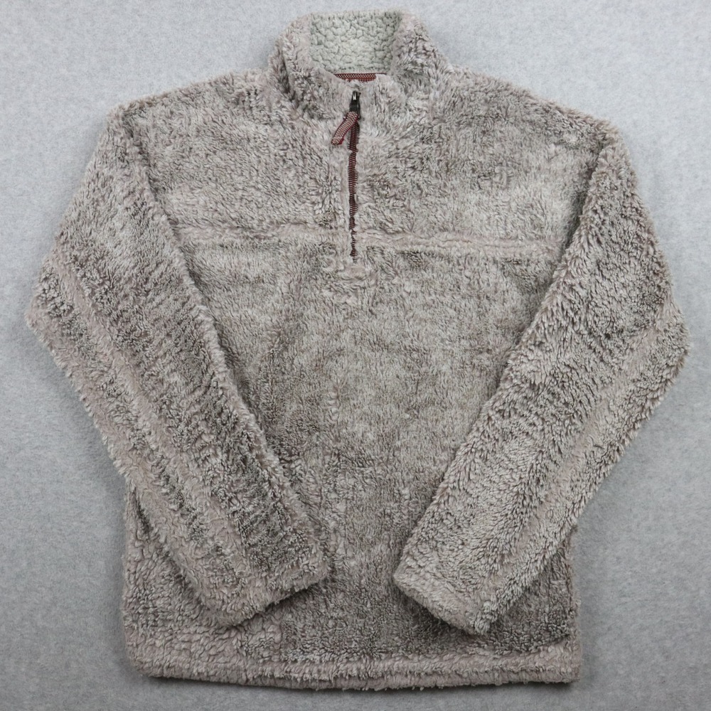 True Grit 1/4 Zip Pullover Mens XS Sherpa Mock Neck Sweater Tan Long Sleeve